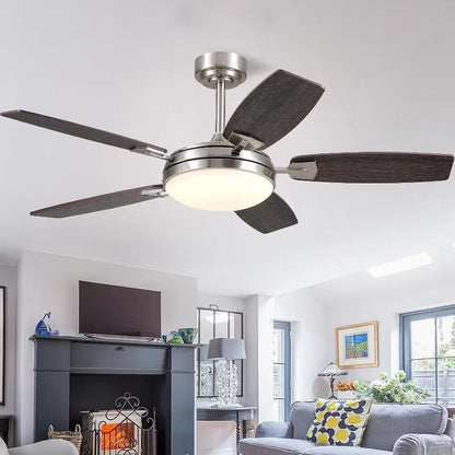 52 inch Modern Ceiling fan with Light,Nickle Downrod with Dual Side Blades,Reversible DC Motor