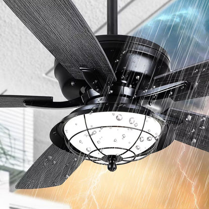 Kviflon 52 Inches Downrod Ceiling Fan with Light,3CCT LED Light,Reversible DC Motor,2 Downrod Inside
