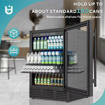 EUHOMY 54 Bottle 24 Inch Dual Zone Wine Fridge- Under Counter Wine Cooler- Glass Door- Black
