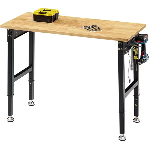 AMERLIFE Adjustable Workbench with Power Outlets, Heavy Duty Work Table