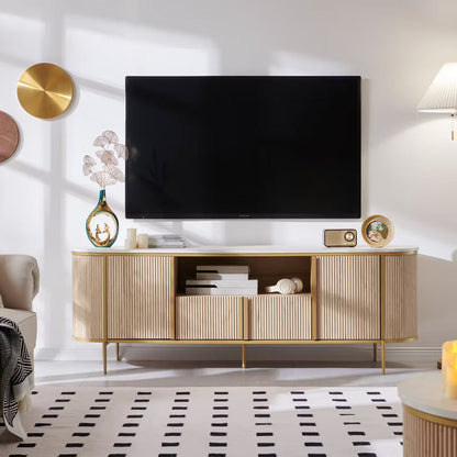 SinCiDo 70" Luxury TV Stand w/Faux Marble Top, Modern TV Console for TVs Up to 80 inches