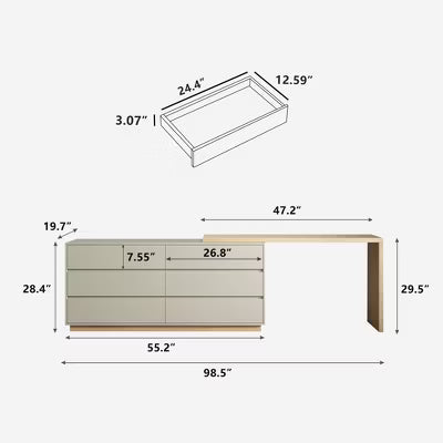 Gaoyangjiaju 98.5 Inch L - Shaped Desk with Drawers for Home Office