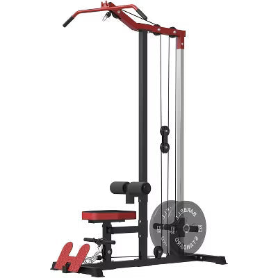 LAT Pulldown Machine, LAT Row Cable Machine with Leg Hold Down Attachment, LAT Tower with Cable Row Attachment