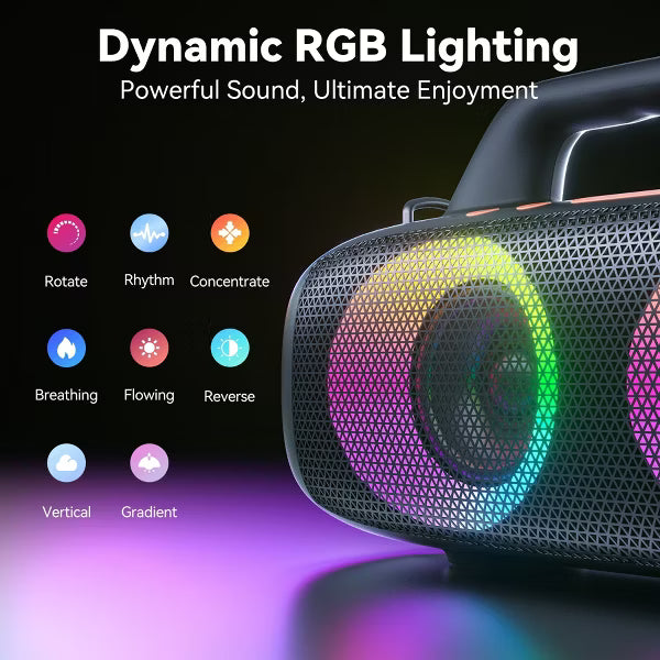 VEATOOL Portable Bluetooth Speaker, 60W Peak, Loud Bass, 24H Play, RGB Lights, for Outdoor, Home, Party, Pool, Beach, Gym, Work, Gifts