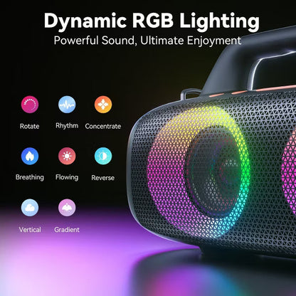 VEATOOL Portable Bluetooth Speaker, 60W Peak, Loud Bass, 24H Play, RGB Lights, for Outdoor, Home, Party, Pool, Beach, Gym, Work, Gifts