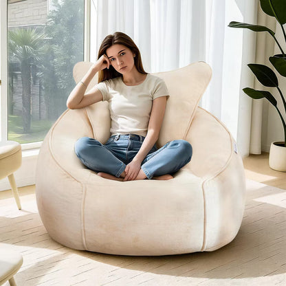 Hooseng 42" Bean Bag Chairs, Big Velvet Bean Bag Couch With Ergonomic Backrest for Adults, Memory Foam Filled Floor Sofa for Reading Playing Relaxing