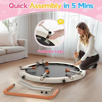 BCAN MINI 36'' Toddler Trampoline for Ages 1-6, ASTM Certified, Perfect Gift for Boy and Girl Beige 36IN