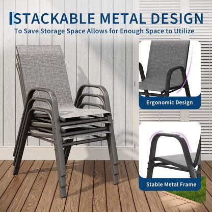 Garvee Patio Dining Chairs Set of 4, Outdoor Stackable Armchairs with Quick-dry Textilene Fabric & Steel Frame for Garden Deck Yard