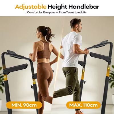KikiBriz 2-in-1 Folding Treadmill Walking Pad with 6-Level Adjustable Handlebar, 0.5-6.5 MPH, 350 lbs, LED Display, Under Desk (U16Fwith handlebars)