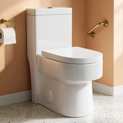 KOLIGEY Compact One Piece Toilet With Soft-Close Seat Lid, High-Efficiency 1.2/1.8 GPF Dual Flush, Dirt-Resistant Glazed, Space-Saving Design