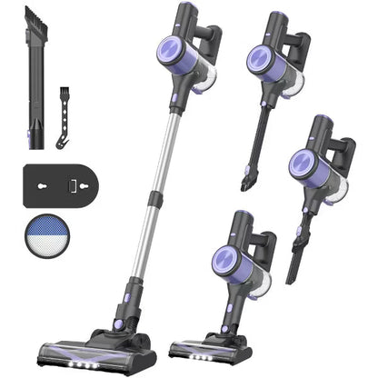 YOMA N17 Cordless Stick Vacuum Cleaner, Upgraded 45Kpa 50Mins, 8-in-1 Lightweight Self-Standing Anti-Tangle for All Hard Floors Carpets Pet Hair