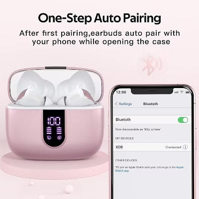 VEATOOL True Wireless Earbuds Bluetooth 6.0 150H Playback LED Power Display Wireless Charging Case IP68 Waterproof 6 ENC Mic for TV Phone Laptop