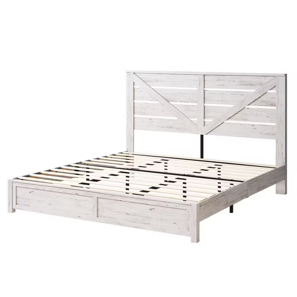 AMERLIFE Farmhouse Bed Frame with 49.2" Barn Door Headboard