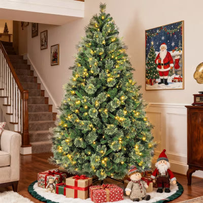 Vivatrees 3FT Pre-Lit Potted Christmas Tree Pine Artificial Xmas Tree with Warm White LED Lights for Living Room Home Office Indoor Holiday Decor