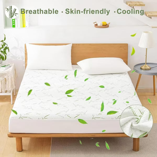 Hoey Full Waterproof Mattress Protector – Bamboo Rayon, Soft, Breathable, Cooling Fitted Cover, Fits Up to 21" Deep Pocket