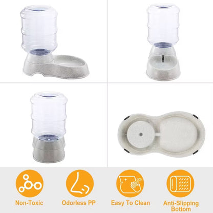 3.5L Gravity Pet Water Dispenser with Non-Slip Base and Detachable Parts, Self-Refilling Bowl for Easy Cat and Dog Hydration
