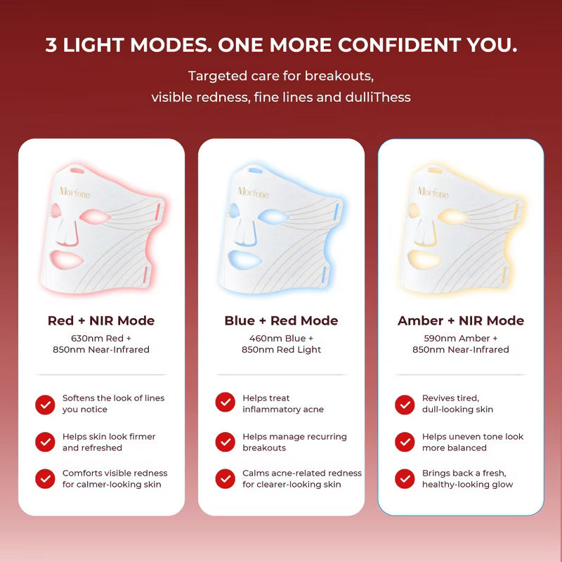 Morfone 276 LED 850nm NIR Red Light Therapy Mask 4 Modes LED Face Therapy Mask with Cooling Function