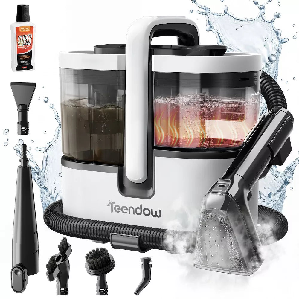 Teendow Upholstery Cleaner Machine, 1550W 18kPa Steam Carpet with 3.1L Water Tank ,5 Accessories,Wet&Dry Spot Cleaner for Couch, Car Detail, Pet Stain