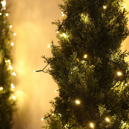 DR.Planzen Artificial Cedar Tree Christmas Trees with a pretty light strip, Faux lighted Tree Perfect for Christmas Home Decor set of 1 pack.
