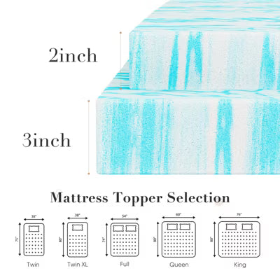 ELJGET 2-Inch Gel Swirl Memory Foam Mattress Topper, Cooling Pressure-Relief Bed Pad, CertiPUR-US Certified, King Size