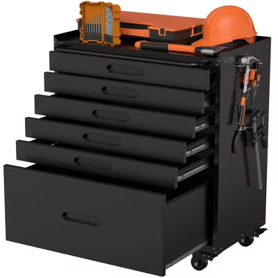 VIYET 34" 6-Drawer Rolling Tool Chest, Heavy-Duty Steel Mobile Garage Cabinet Organizer (All-Drawer Small Parts Storage)