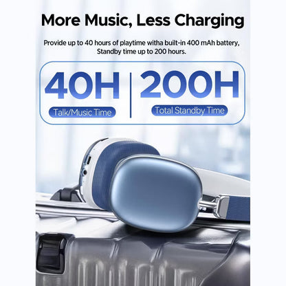SY-BT1632 Blue Over-Ear Bluetooth Headphones: 40mm Bass Driver, Bluetooth 5.3 Dual-Mode, 40hr Battery, Comfort Fit