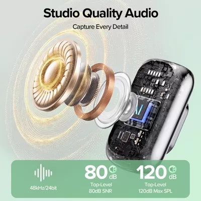 Wireless Lavalier Microphone for iPhone/iPad/Android, USB-C Noise-Canceling Clip-On 45H Charging Case, Vlogging/Podcast/YouTube/TikTok (2TX+2RX)