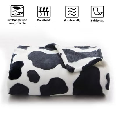 LOVEVOOK Soft Cow Print Blanket 40x50 Inch Brown, Cozy Cow Throw Blanket for Couch Bed and Travel, Cow Decor Plush Blankets for All Seasons