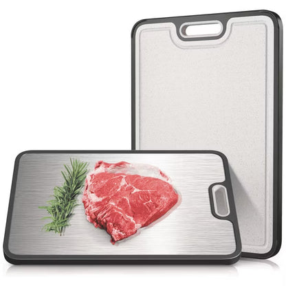 BRINJOY 15''x10'' Pure Titanium Cutting Boards for Kitchen, Large Titanware/Wheat Straw Chopping Board with Handle, - Non Toxic - Dishwasher Safe