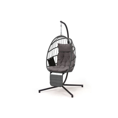 EROMMY Hanging Egg Chair with Stand & Removable Leg Rest, Hammock Chair for Patio, Bedroom,Gray