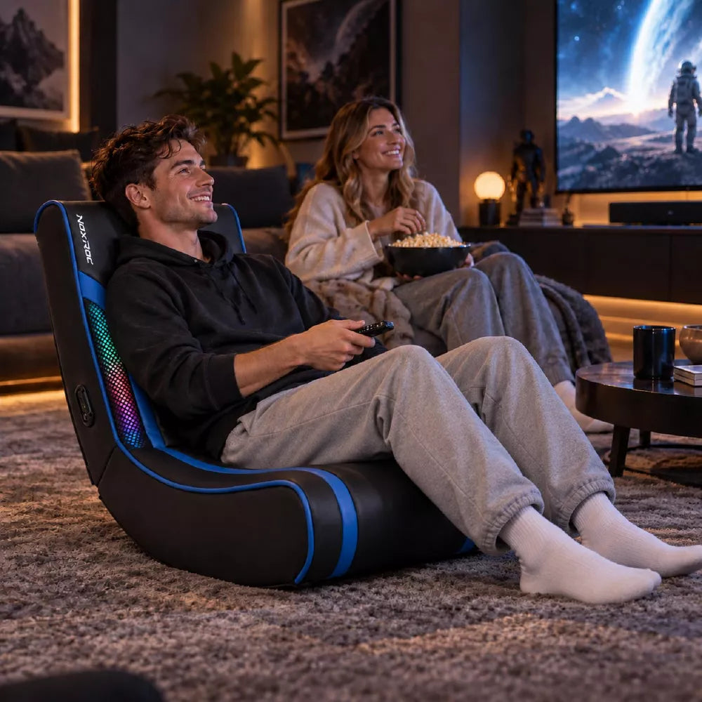 Floor Gaming Rocker Chair, Ergonomic Video Game Chair with High Density Foam Cushion,Portable Rocking Gaming Seat for Bedroom,Dorm,Game Room&Movie