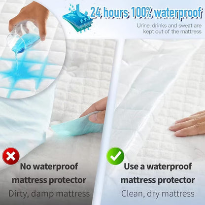 Hoey Twin Size Waterproof Mattress Pad Protector – Quilted, Breathable, Noiseless Fitted Mattress Cover, Up to 21" Deep Pocket