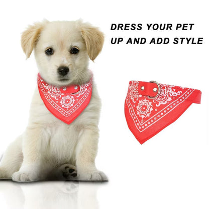 Adjustable Pet Collar with Attached Triangle Bandana and Buckle Closure, Lightweight Everyday Style for Dogs and Cats - Red_L