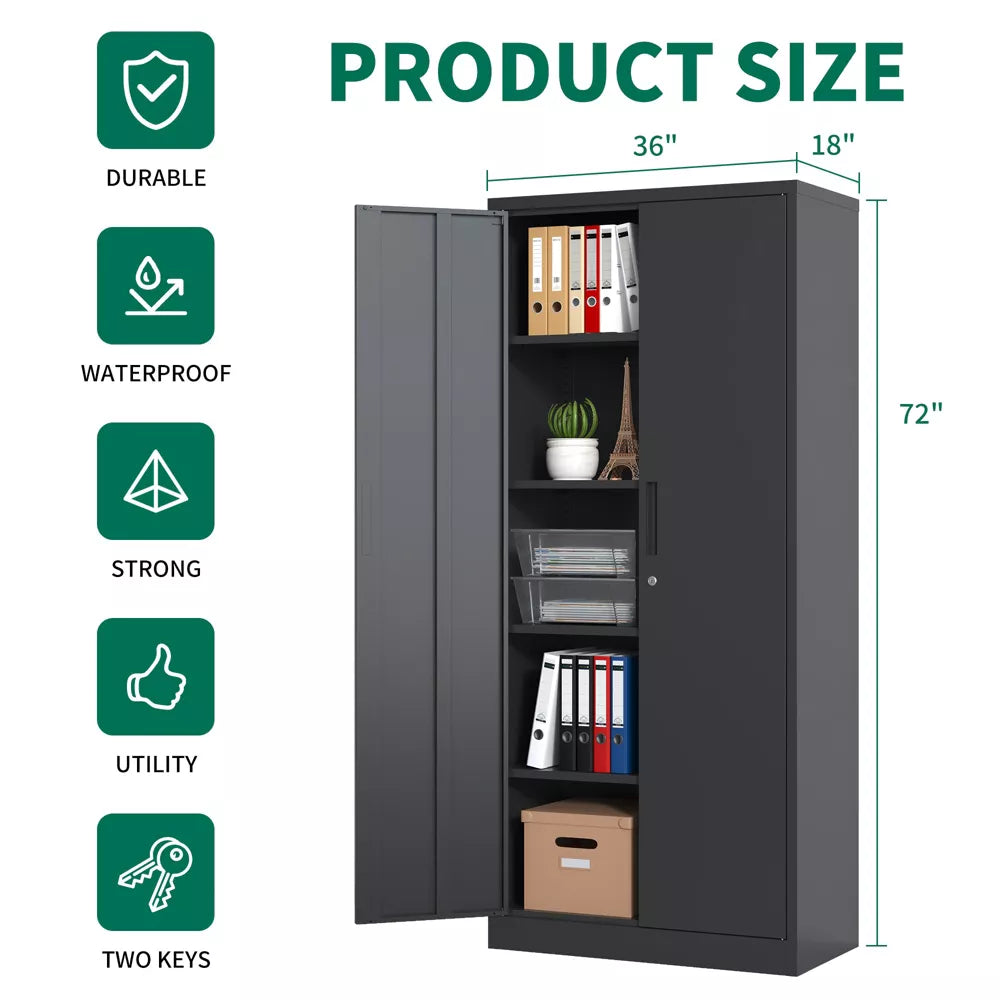 VIYET 72"H Metal Storage Cabinet with Locking Doors & 4 Adjustable Shelves, Heavy-Duty Steel Garage Storage Cabinet
