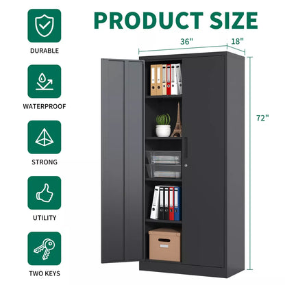 VIYET 72"H Metal Storage Cabinet with Locking Doors & 4 Adjustable Shelves, Heavy-Duty Steel Garage Storage Cabinet