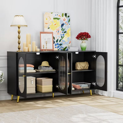 Hooseng Sideboard Buffet Cabinet, Modern Sideboard Cabinet with Acrylic Doors and Two Storage Shelves, Modern Sideboard for Dining Room