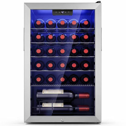 EUHOMY 20 Inch Wine Fridge- Single Zone Wine Fridge with Digital Temperature Control- Silver