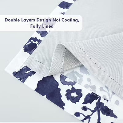 DriftAway Julia Lined Valance Double Layer Thermal Insulated Room Darkening Blackout Valances Navy 52X18