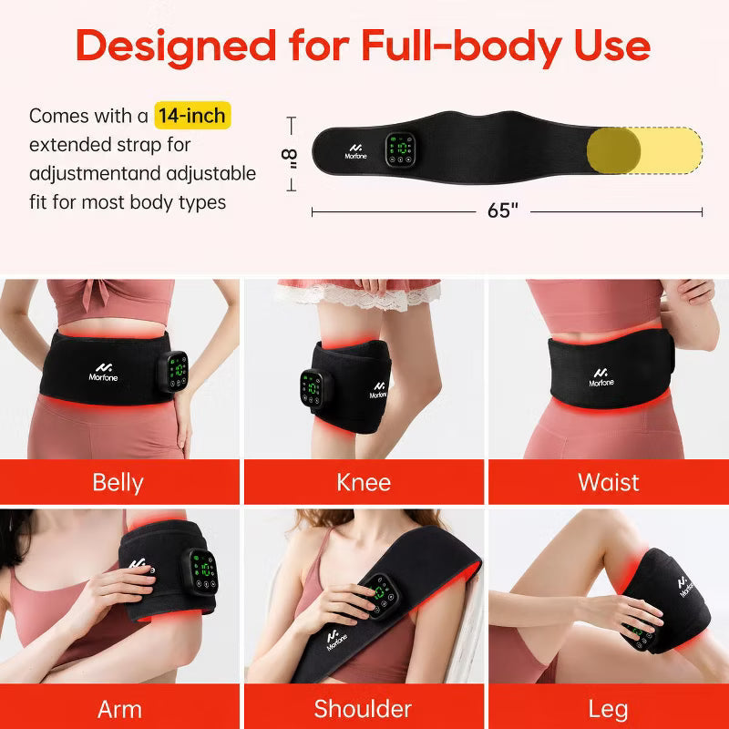 Morfone 5000mAh Wireless 660nm & 850nm Near-Infrared Light Therapy Heating Lumbar Support Belt,