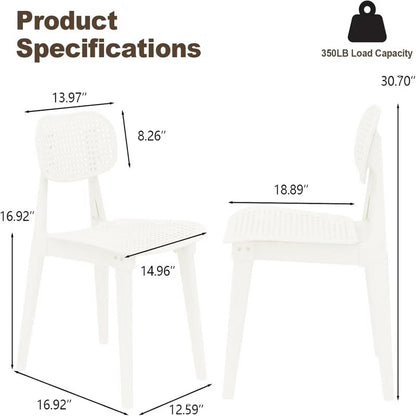 Hooseng Plastic Kitchen Chairs Set, Modern Dining Chairs Set of 4, Stackable Plastic Chair, Dining Room Chairs with Hollow Back