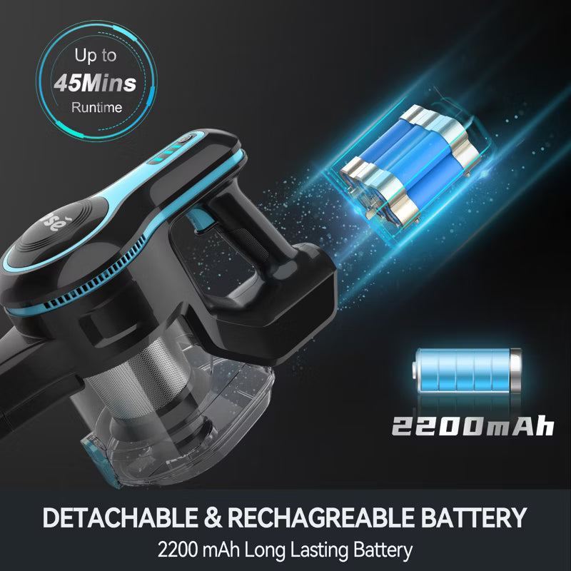 INSE N520 Cordless Vacuum Cleaner,6-in-1 Rechargeable Stick Vacuum Lightweight for Carpet Hardfloor Pet Hair Home, Blue