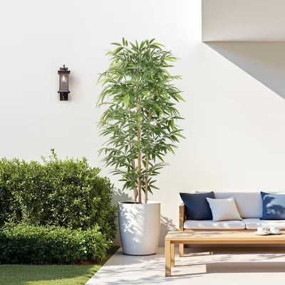 DR.Planzen 5/6/7FT Artificial Bamboo Tree with Real Bamboo Canes in Black Planter, Realistic Faux Bamboo Plant for Indoor Outdoor Home Decor?