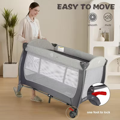 TODECARE 4 in 1 Baby Bassinet, Portable Pack and Play, Convertible Bedside Crib Sleeper, Diaper Changer, Storage Basket & Travel Bag