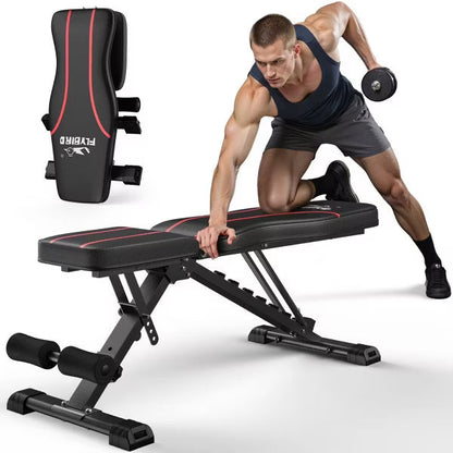 FED FITNESS Adjustable Folding Workout Bench, Foldable Strength Training Bench for Home Gym, Space-Saving Workout Bench