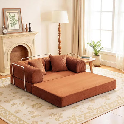 KERDOM Comfy Convertible Folding Mattress Couch, Loveseat Sleeper Fold-Out Sofa Bed with Armres for Living Room Bedroom Lounge Studio Floor Sofa Couch