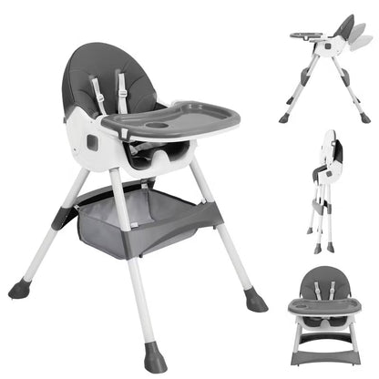 TUMAJUP 7-in-1 Foldable Baby High Chair, Height Adjustable Feeding Chair with Tray