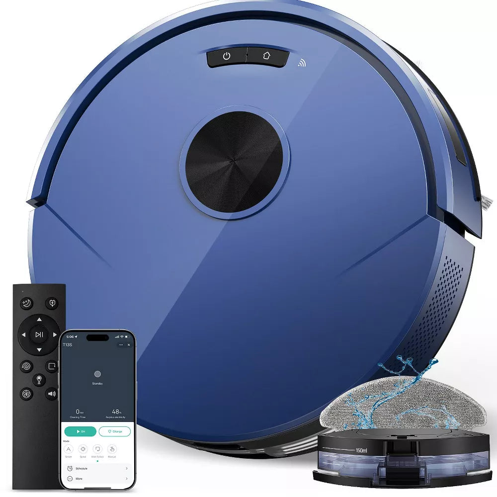Teendow 2 in 1 Robot Vacuum and Mop Combo,8000Pa Self-Charging Robotic Vacuum Cleaner for Pet Hair, Hard Floors & Carpets,120-Min, App & Voice Control