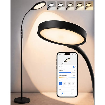 Morfone LED Full Spectrum Therapy Lamp APP Controlled Happy Light High CRI Floor Lamp with 10 Brightness Levels UV Free