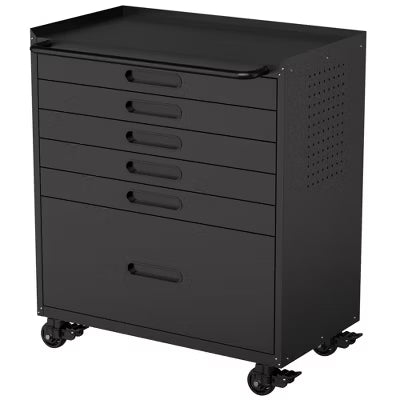 VIYET 34" 6-Drawer Rolling Tool Chest, Heavy-Duty Steel Mobile Garage Cabinet Organizer (All-Drawer Small Parts Storage)