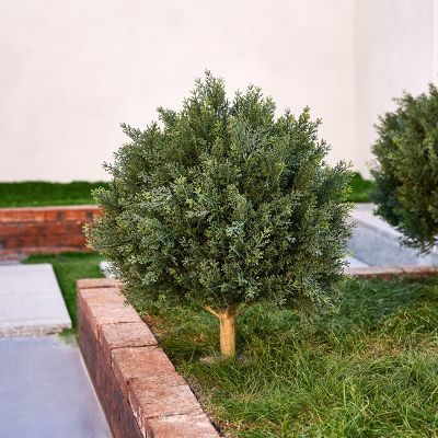 DR.Planzen 16/20” Artificial Cedar Tree Shrub, UV Resistant Faux Plant with Ground Spike, Artificial Cypress Topiary Tree for Indoor & Outdoor Décor